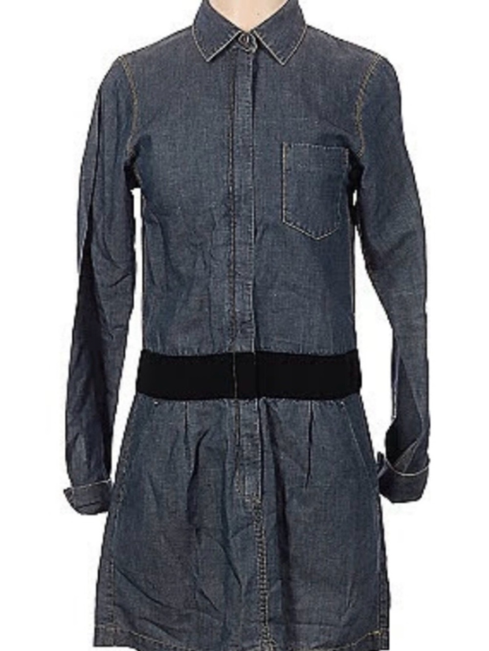 Theory Linen Denim-like Zip Up Banded Dress sz 4 Excellent Condition!